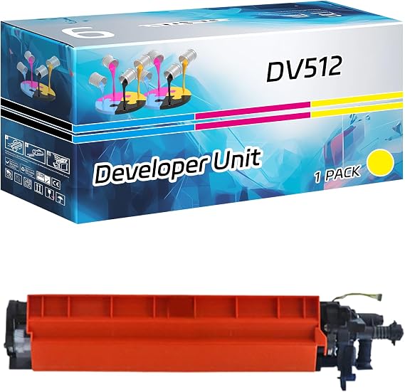 DV512 Developer Unit Compatible for Konica Minolta Bizhub C224 C224e C284 C284e C364 C364e C454 C454e C554 C554e Printers, High Yield 600000 Pages, Contains Chip (Yellow)