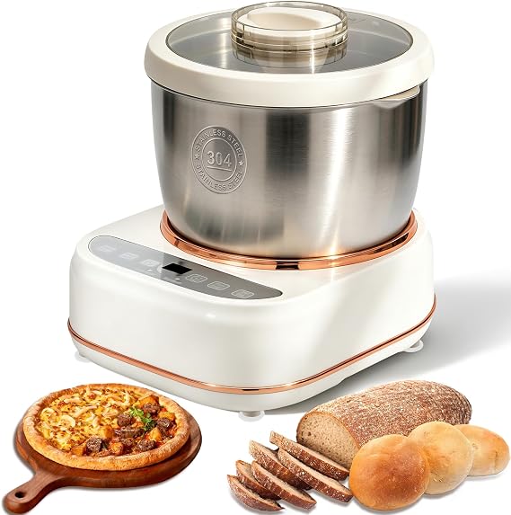 7.4QT Electric Dough Mixer with Ferment Function, Large Capacity Dough Maker Machine, 304 Stainless Steel Bowl,Face-Up Touch Panel, Timer Control, Commercial & Household Bread Mixer for Pizza