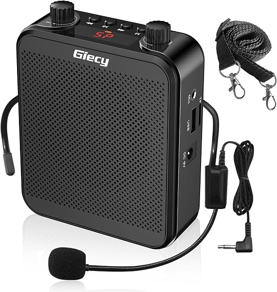 Portable Voice Amplifier, 30W 2800mAh Bluetooth Rechargeable Personal Voice Amplifier with Microphone Headset, Pa Systems Speaker for Multiple Locations Classroom, Meetings and Outdoors