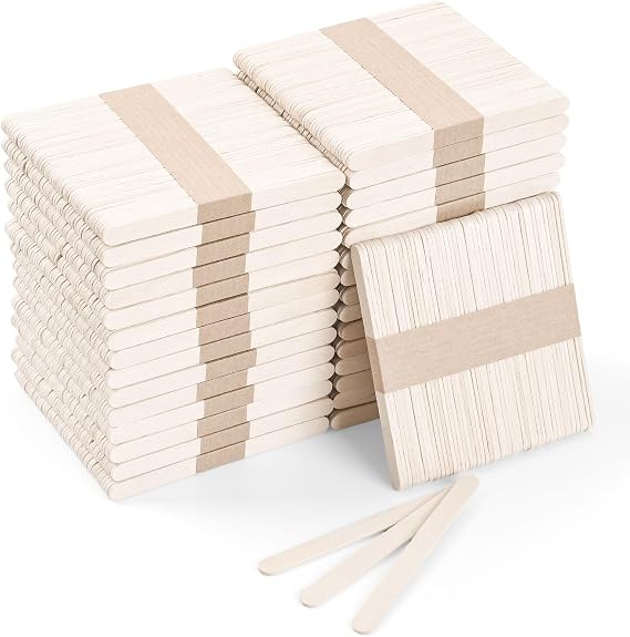 1500 Pcs 4.5 Inch Natural Wood Craft Sticks, Food Grade Popsicle Sticks with Smooth Rounded Edges, Ice Cream Sticks, DIY Crafts, Hair Removal and Waxing Supplies