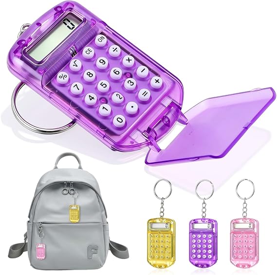 NUOBESTY 3 Pack Mini Calculator Keychain Tiny Pocket Calculator Key Ring