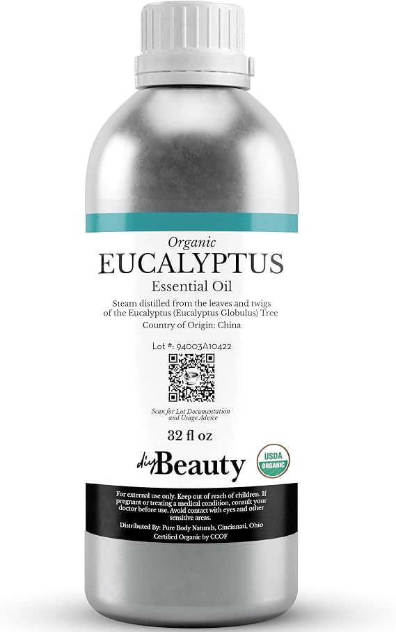 Organic Eucalyptus Essential Oil - 32oz Bulk, 100% Pure for Diffuser