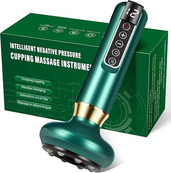 Electric Cupping Machine for Cellulite, Anti Cellulite Massager Tool with 12 Suction Modes + Heat, Rechargeable Cordless Cellulite Remover for Legs Belly Arms