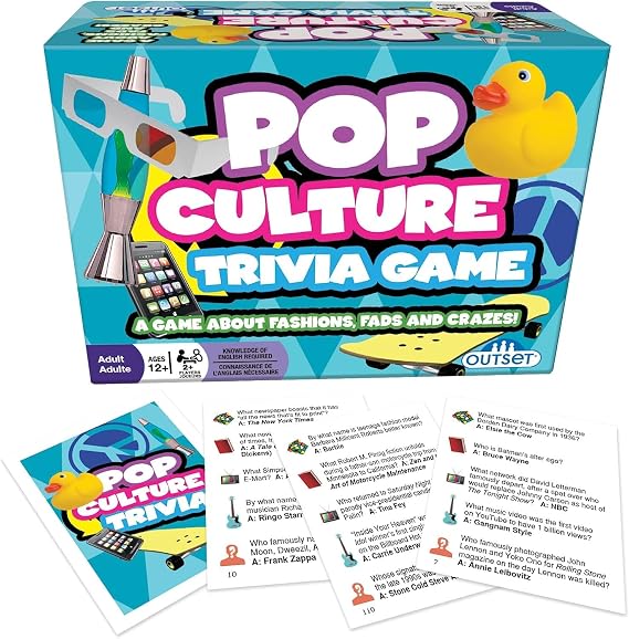 Outset Media Pop Culture Trivia Game - Party Game - Family Game - Travel Game - Fun and Easy to Play - 1200 Trivia Questions - For 2 or More Players - Ages 12+