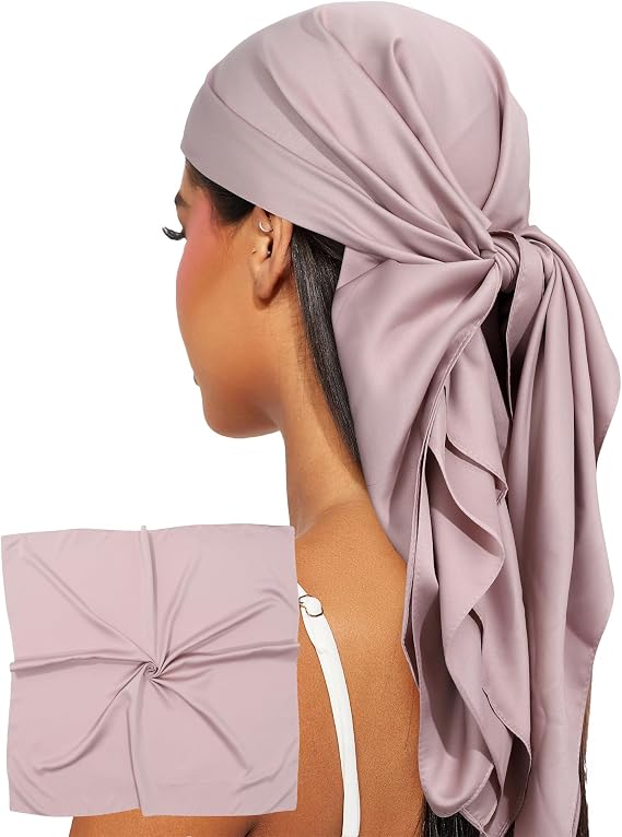 AWAYTR Matte Satin Head Scarf for Women 35 Inch Like Silk Hair Scarf