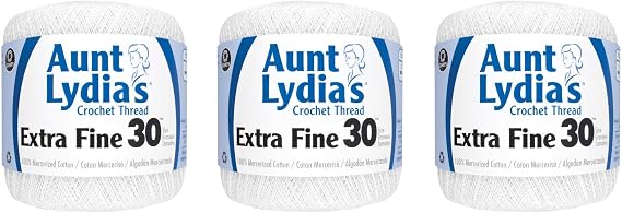 Aunt Lydia Extra Fine Crochet - 3 Pack of 500y/457m - White