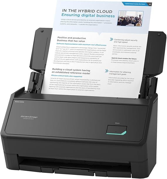 ScanSnap iX2400 High-Speed One-Touch Button Color Document Scanner, Black | Simple | Photos & Receipts | 100 Page Auto Document Feeder | Mac or PC