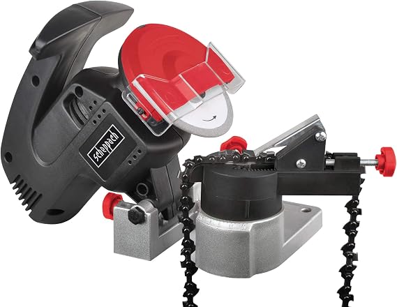 Scheppach KS1200 Chain Sharpener | Adjustable Grinding Head | Compatible with All Saw Chains | Extra-Large Spark Screen for Safe Operation