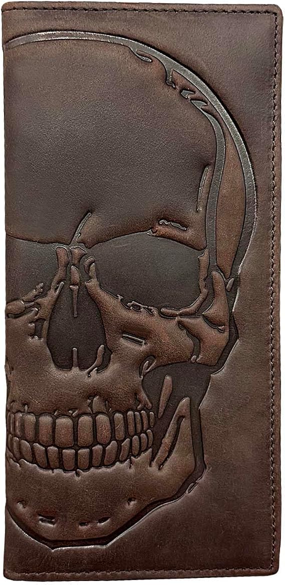 Biker Motorcycle Skull Wallet for Men Card Holder Wallet PurseLeather Long Wallet