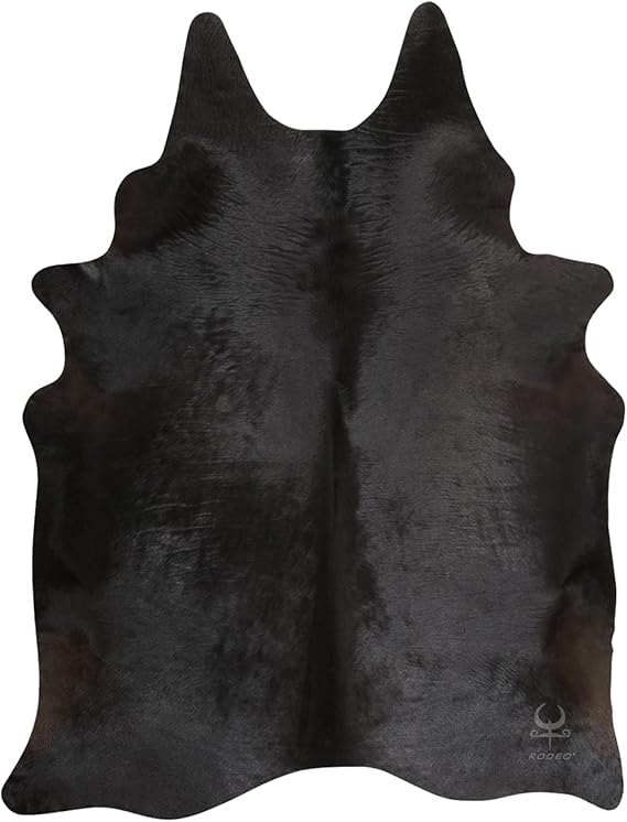 rodeo Genuine Cowhide Rug - Real Cow Hide Rug Large for Living Room & Bedroom - Western Rugs for a Natural Western Home Decor Ambiance - Rustic Cow Print Carpet Decor - 6x8 ft, Black
