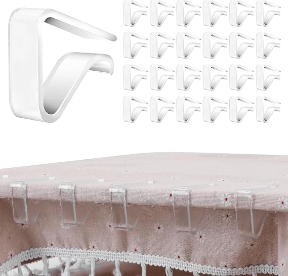 24 PCS Clear Tablecloth Clips Holder Securing Outdoor & Indoor Table Cloth