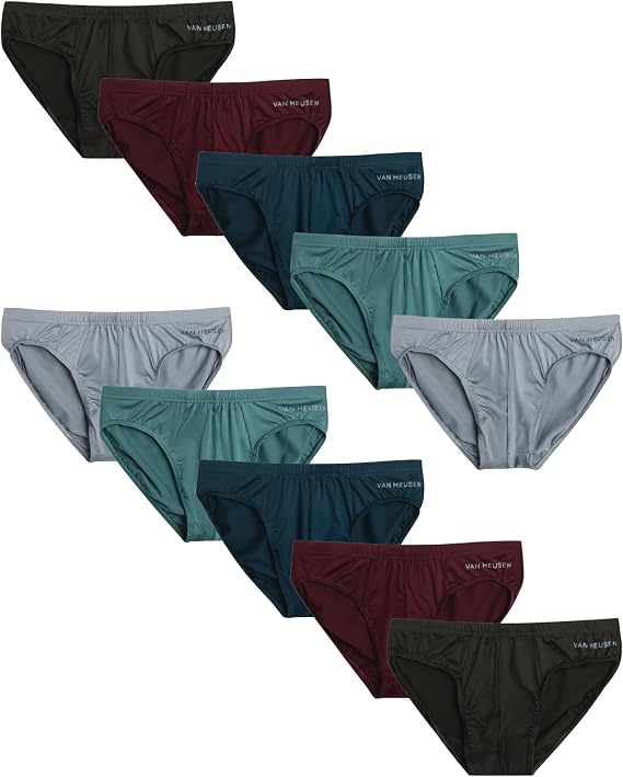 Van Heusen Mens Underwear Briefs - 10 Pack Quick-Dry Low Rise, No-Fly | Lightweight Comfort with a Smooth Contour Pouch, Sleek Silhouette Moves Comfortably from Workdays to Gym