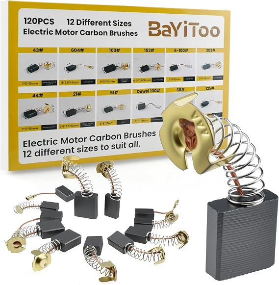120Pcs 12 Different Sizes Electric Motor Carbon Brushes
