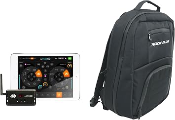 Audiosavings Bundle: (1) American DJ ADJ MYDMX GO Lighting Control App Bundle with (1) Rockville DJBP24 Rugged DJ Compact Backpack with 11 Compartments/Fits 17" Laptop (2 Items)
