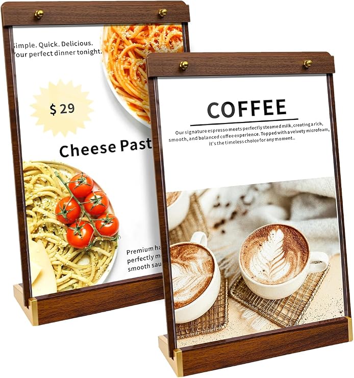 Tabletop Acrylic Sign Holder 8.5 x 11, Clear Slant Back Sign Stand