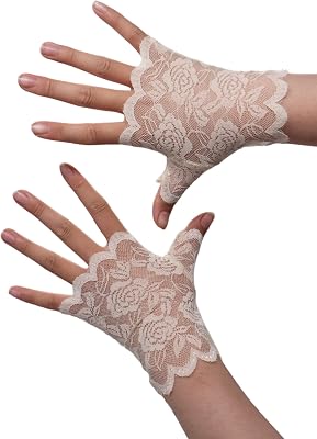 ATHX Womens 80s Lace Opera Tea Party Gloves Bridal Wedding Fingerless Prom Gloves Costume Accessories