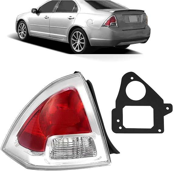 HECASA Left Outer Tail Light Compatible with 2006-2009 Ford Fusion S SE SEL Halogen Taillight Rear Brake Lamp Assembly Replacement for FO2818123 Red&Clear Lens Driver Side