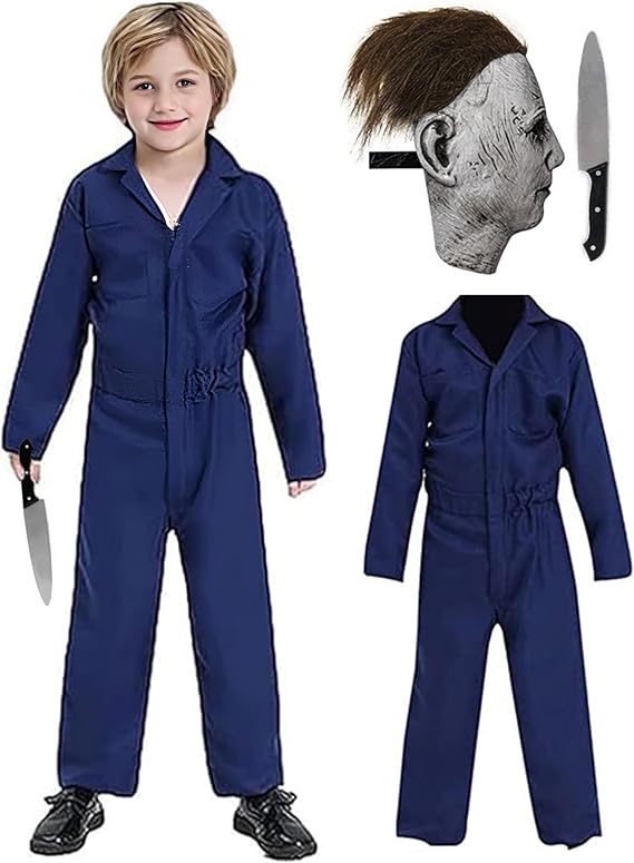 Kids Scary Killer Costume for Boys Halloween Cosplay Outfit 3-12 Years