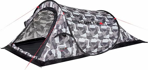 High Peak Campo 2, Pop Up tent, 2 seater, festive tent with bathtub floor, super light, quick-release cocking tent, 1500mm waterproof, UV 60 sun protection, ventilation system, mosquito protection