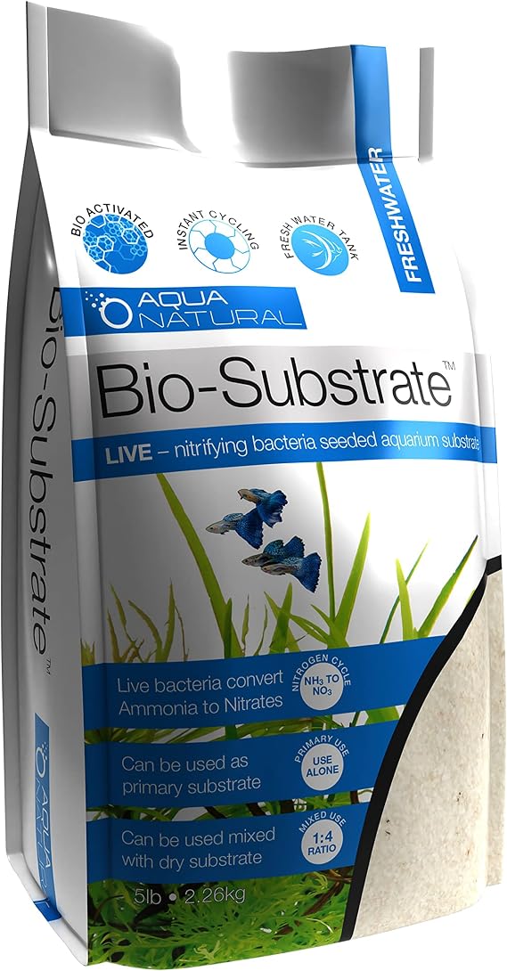 Aqua Natural Sugar White Sand Bio-Substrate 5lb for Freshwater Aquariums, Sand seeded with Start up bio-Active nitrifying Bacteria | Sand seeded with start up bio-active nitrifying bacteria