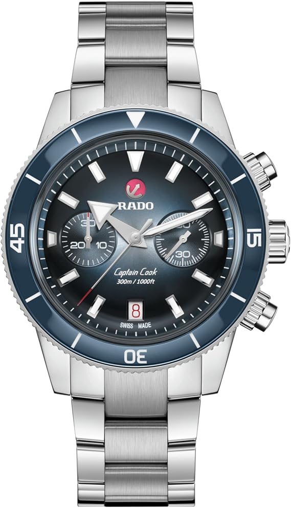 Rado - Captain Cook Open Heart - Men's Automatic Swiss Watch - 43mm Blue Dial - Stainless Steel Bracelet - R32145208