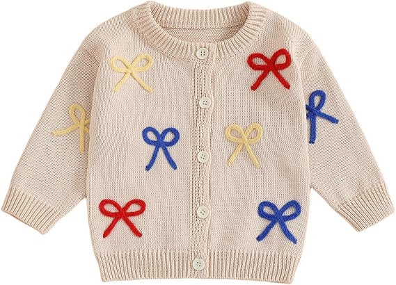 Toddler Baby Girl Thin Knit Sweater Coat Long Sleeve Button Up Cardigan Cable-Knit Knitwear Jacket Fall Winter Clothes