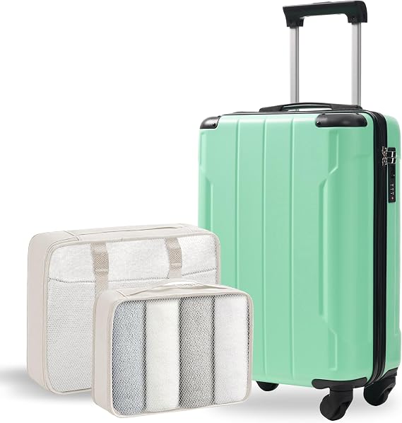 3-Piece Luggage Sets with TSA Lock, Luggage with Spinner Wheels & Adjustable Handle Durable ABS Hard Shell Suitcases with Organized Interior and Packing Cubes Perfect for Travel, Trips & Vacations