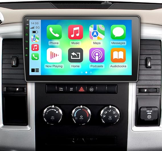 Linux Car Stereo Radio Upgrade for Jeep Wrangler JK 2007-2018 Dodge Ram | 10" Touchscreen Head Unit for Wrangler JK Radio Wireless Carplay/Android Auto with Bluetooth FM Mirror Link SWC Plug and play