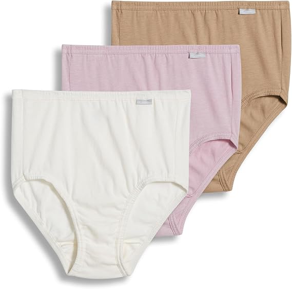 Jockey Women's Underwear Plus Size 100% Cotton Elance Brief - 3 Pack, Ivory/Light/Pink Shadow, 9