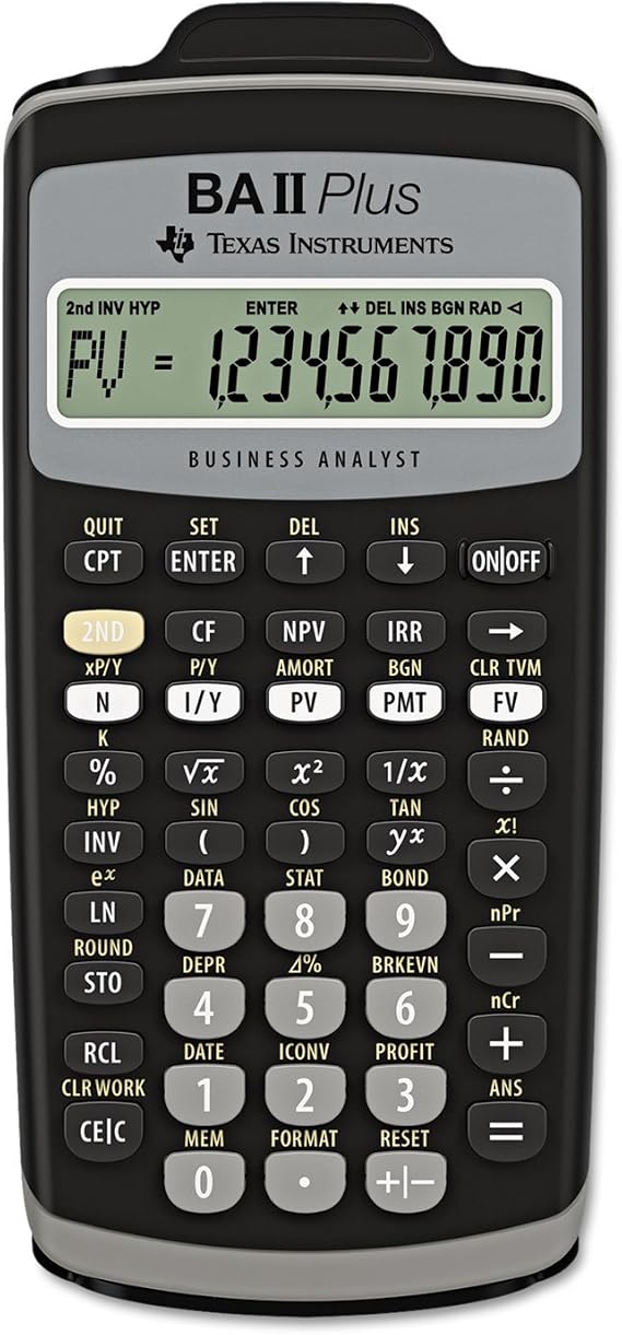 Texas Instruments BAIIPLUS BAIIPlus Financial Calculator, 10-Digit LCD