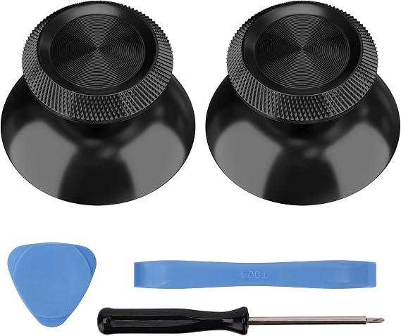 Metal Thumbsticks for PS5 Controller, Aluminum Joystick Replacement Kit for Dualsense Controller Accessories (Black)