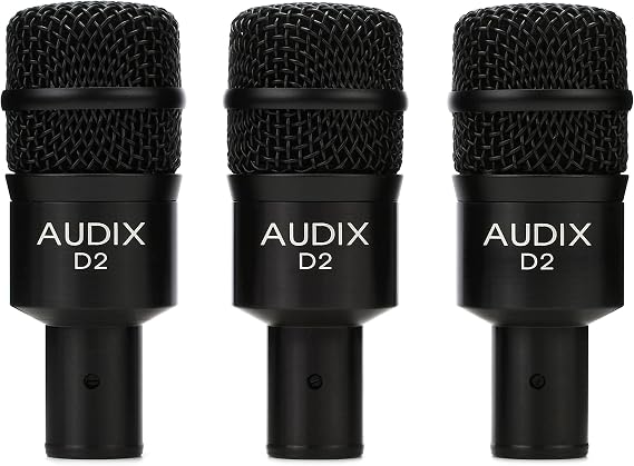 AUDIX D2 Trio Dynamic Microphone 3-Pack for Kick Drums, Toms, and Bass Instruments