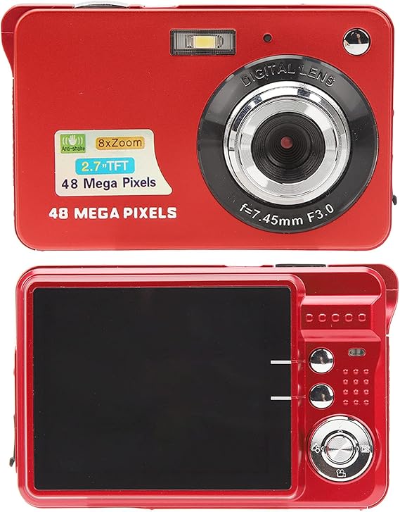 4K Digital Camera, 48MP 8X Zoom Compact Camera with 2.7in LCD Screen, Portable Digital Camera Support Self Timer, Continuous, Anti Shake
