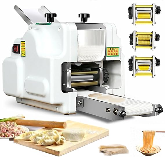 Multifunctional Automatic Dumpling Wrapper Maker 60Pcs/Min, Commercial Dough Processing Machine with 3 Replaceable Molds, for Making Dumpling Skin/Wonton Skin/Noodles