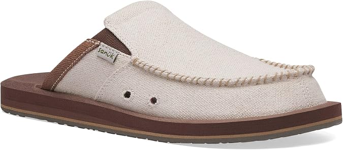 Sanuk Mens You Got My Back Loafers | Slip On Shoes for Men | Men's Slip-on Loafers | Memory Foam Footbed for All Day Wear, Natural, 9