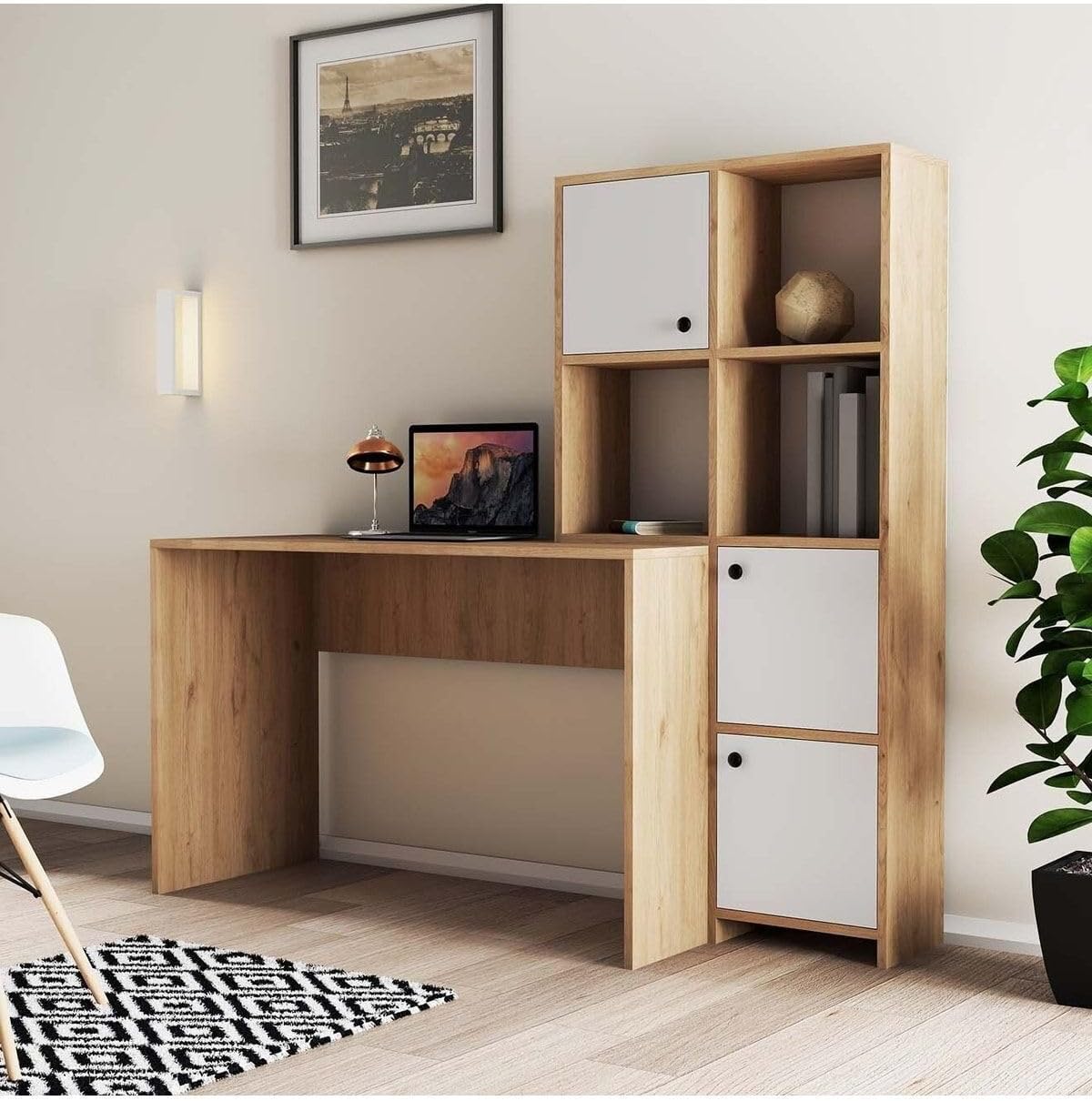 Mezza 1997 Silence Bookcase - Desk Set Basket - White