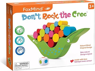 FoxMind Games Dont Rock The Croc, Toddler Boy Girl Games, Kids Games 3-5, Multiplayer 3 Year Old Board Games for Family Fun