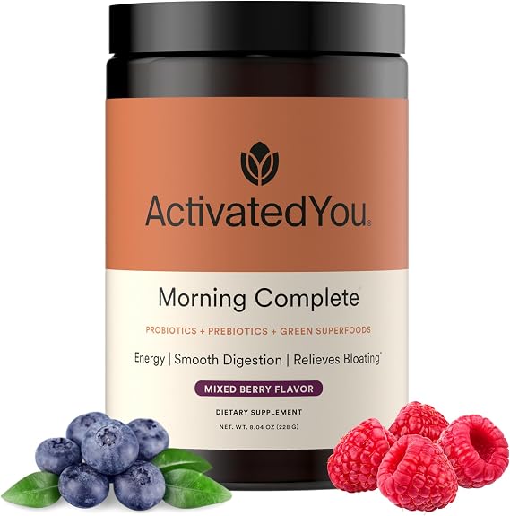 ACTIVATEDYOU Morning Complete Superfood Greens Powder, Mixed Berry 30 Days