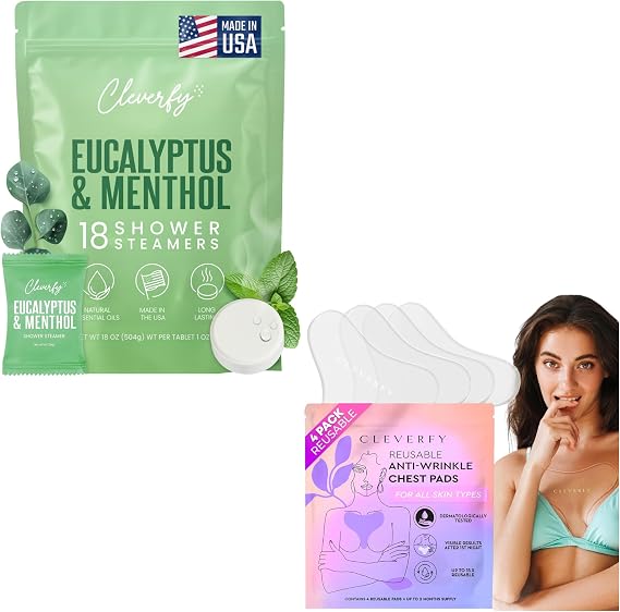 Cleverfy Self-Care Essentials: 6 Shower Steamers & 4-Pack TShape