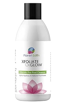 Planet Eden Glycolic Pre-Peel Cleanser with Organic Fruit Extracts - Excellent for Pre-Peel or daily Exfoliation for Glowing Skin