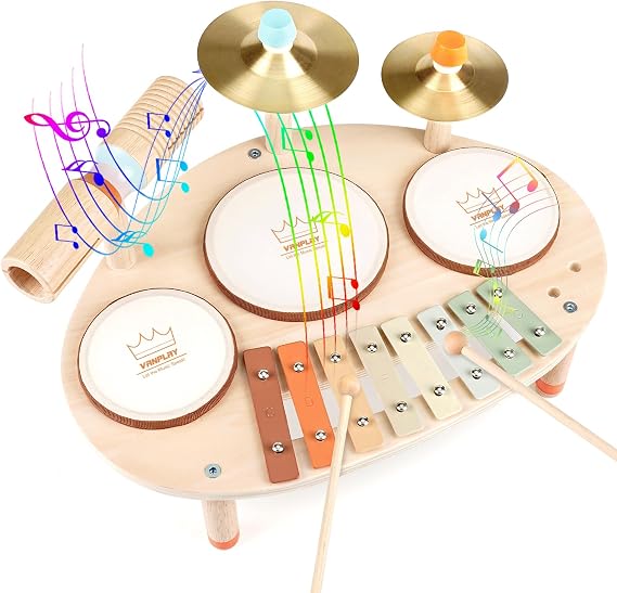 Vanplay Drum Set - Montessori Toys for 2 3 Year Old Girl Boy Gifts
