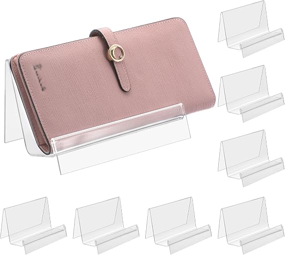 JUXYES Clear Acrylic Wallet Handbag Display Stand for Boutique Retail Store