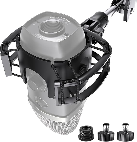 Custom 2026 Upgrade Shock Mount for Blue Yeti X, Anti-Vibration Suspension | Elastic Suspension & Holder Clip, Fits Mic Stands, for Blue Yeti X Microphone, 2026 Upgrade, Ideal for Podcast, Studio