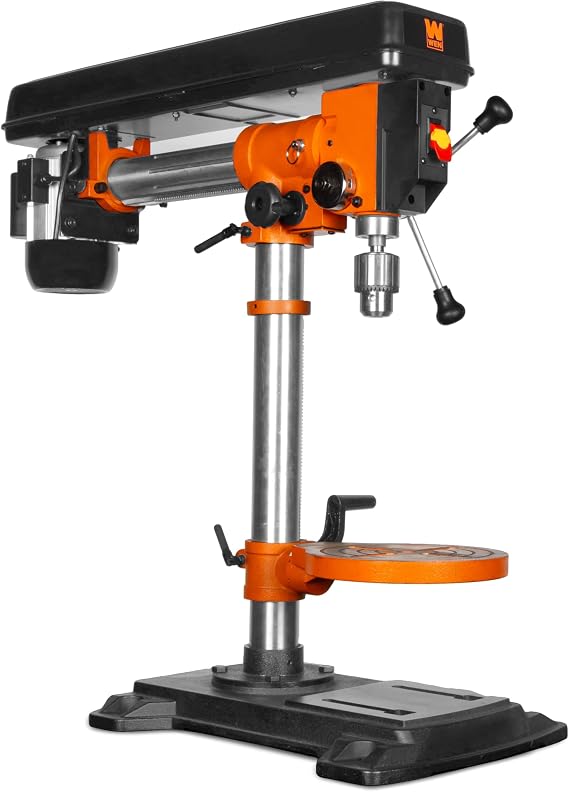 WEN 6.2-Amp 33-Inch Radial Arm Drill Press, Benchtop Design with 5 Speeds and Cast-Iron Construction (4233)