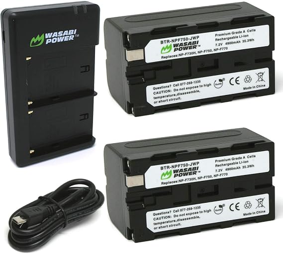 Wasabi Power Battery (2-Pack) and Dual Charger for Sony NP-F730, NP-F750, NP-F760, NP-F770 (L Series)