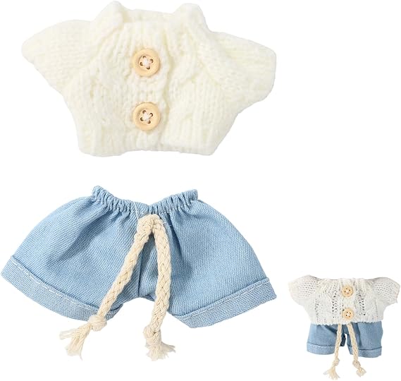 Doll Clothes Outfit Set, Stylish Blue Jeans & White Knit Sweater Outfit Clothing Cute Fashion Toy Accessories for 5.9-6.7in Dolls