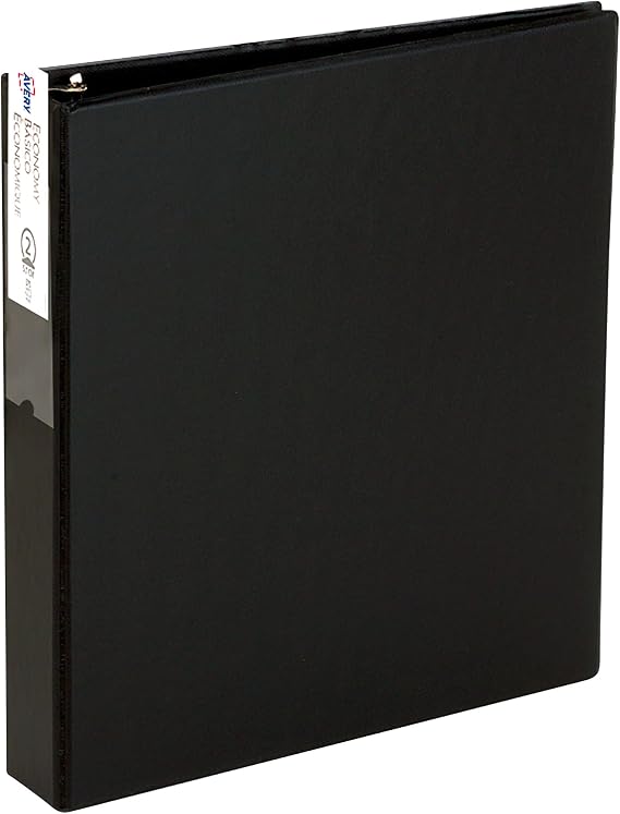 Avery Standard 3 Ring Binder, 3" Round Rings, 1 Black Binder | For School, Home and Everyday Use, Clear Label Holder, Interior Storage Pockets, Nonstick PVC-Free Material, Lay-Flat Pages
