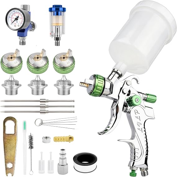 LVLP Air Spray Gun Premium Kit with 1.3/1.7/2.0mm Nozzles