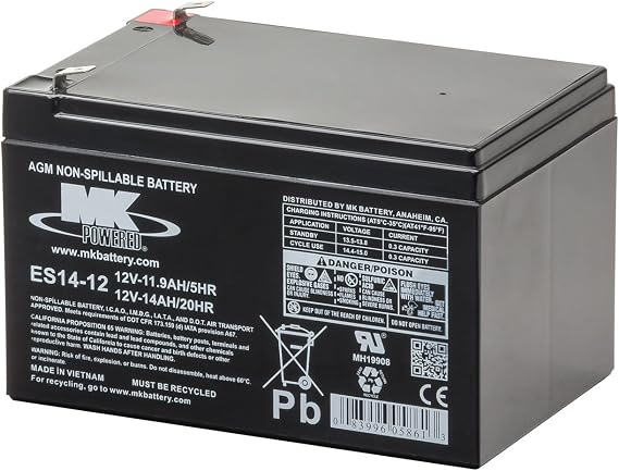 MK Battery ES14-12 Maintenance-Free Rechargeable Sealed Lead-Acid Battery