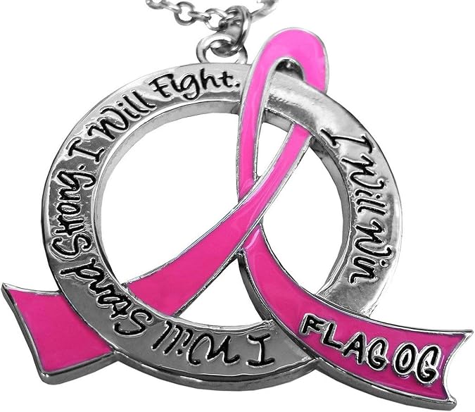 I Will Stand Strong. I Will Fight. I Will Win. Awareness Ribbon Necklace